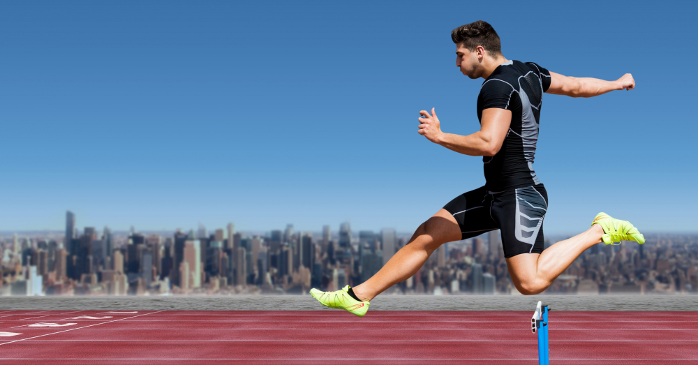 An athlete sprinting, highlighting the performance aspect of the shoes