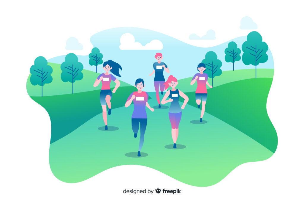 On Cloud Shoes logo and a group of happy runners.
