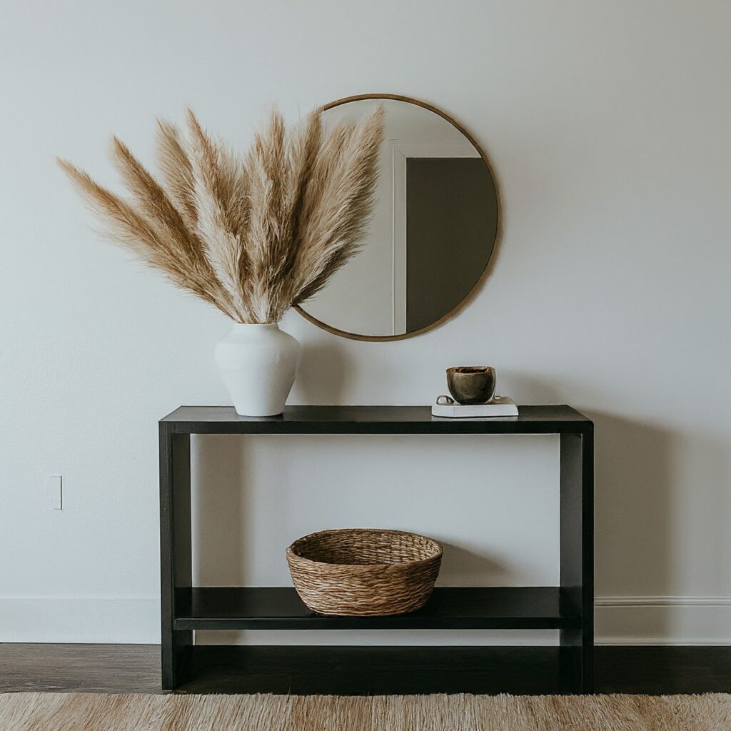 Pampas Grass on entryway console table
