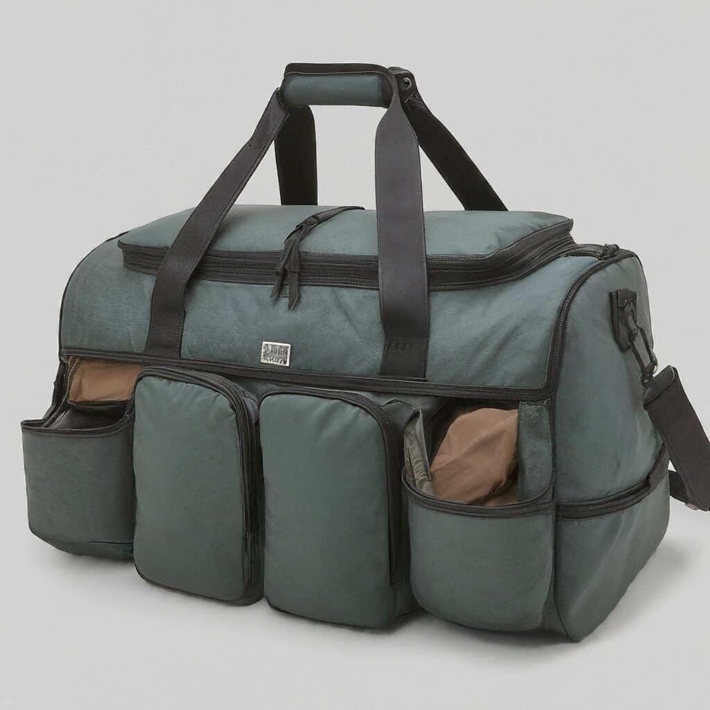 Organized duffle bag with compartments and packing cubes