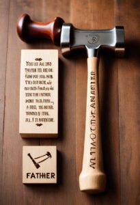 Father word engraved hammer