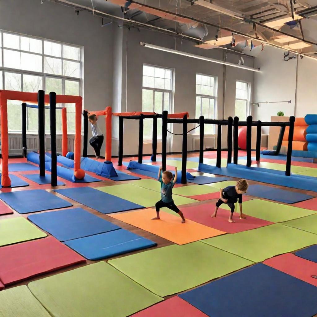 Yoga obstacle course set up for kids