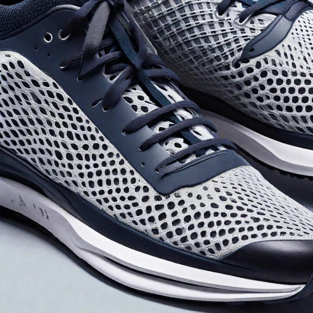 A close-up of the breathable mesh fabric of the shoe.