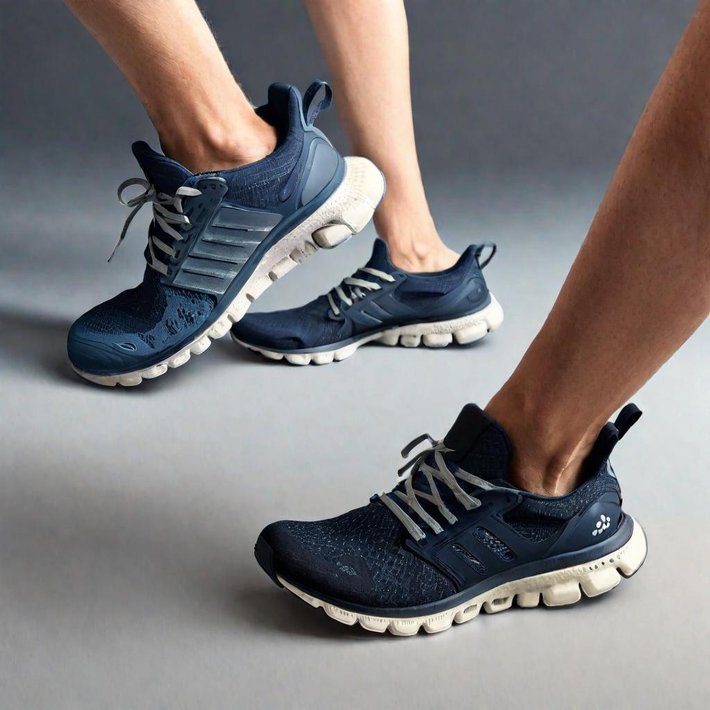 Side-by-side comparison of a new and well-worn pair of On Cloud Shoes