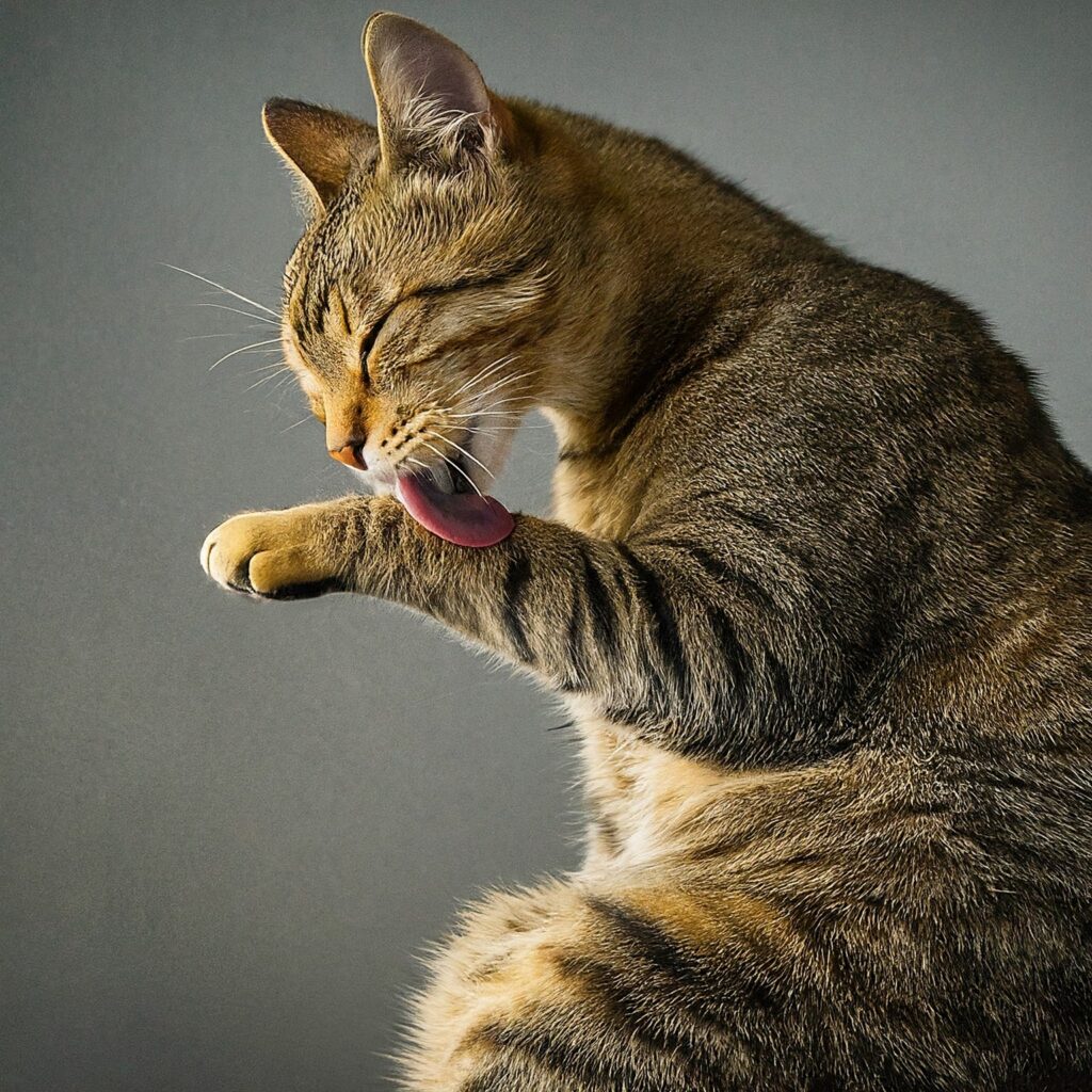 Cat grooming itself