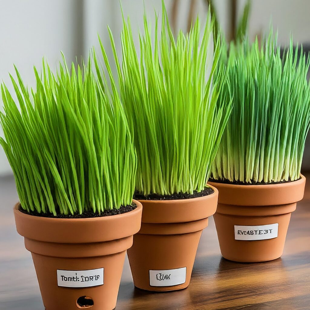 Different types of cat grass.