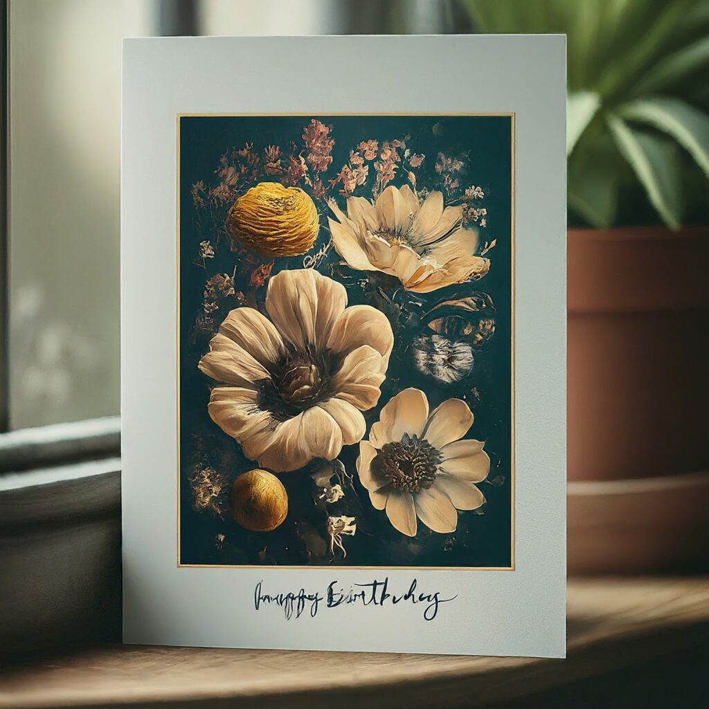 A beautifully designed birthday card with a heartfelt message written inside.
