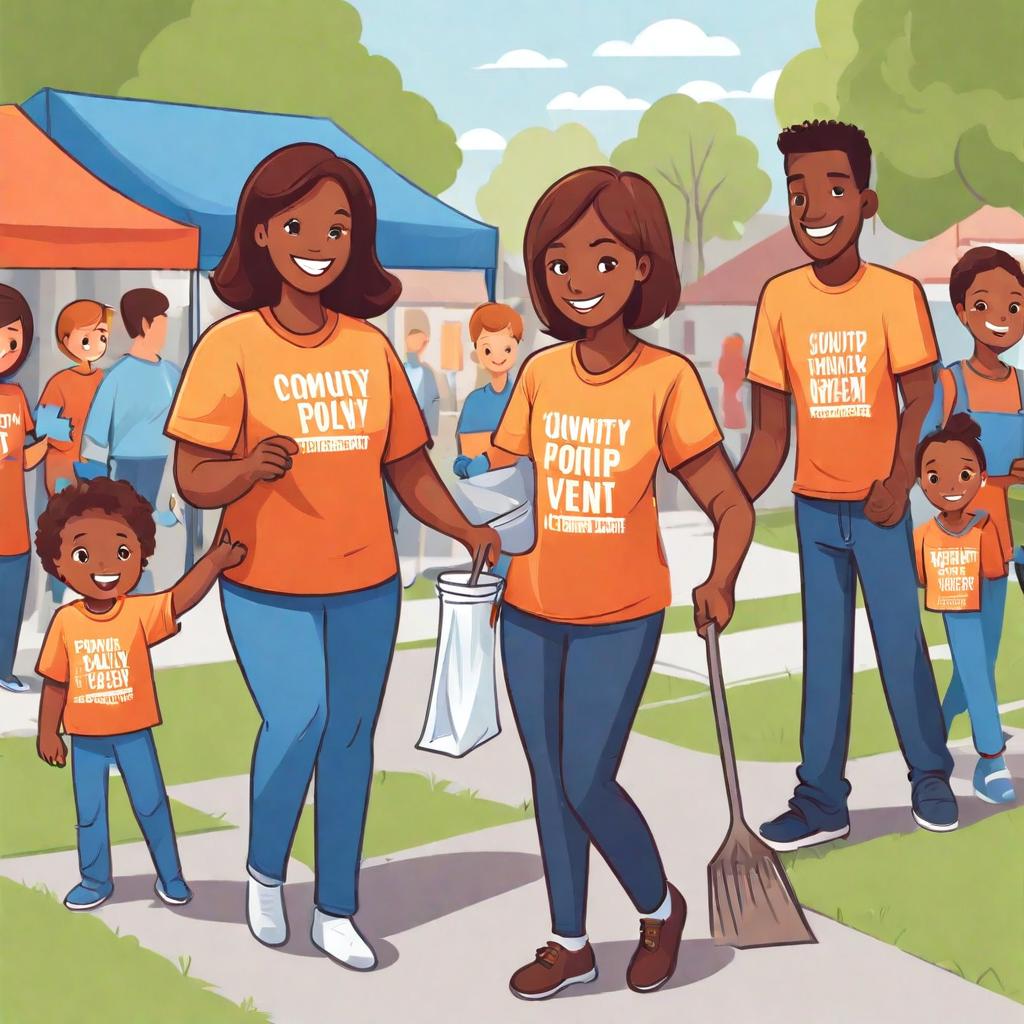 A picture of a family volunteering or participating in a community event.