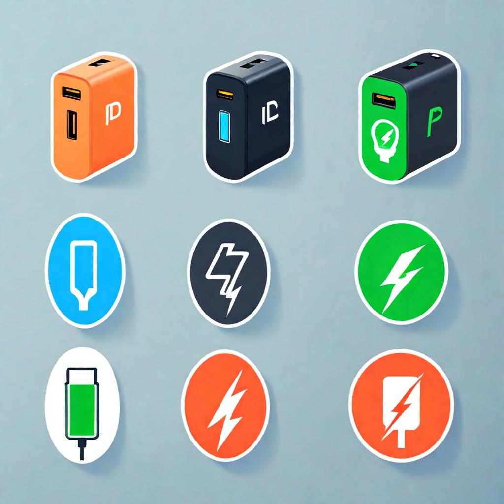 Icons or logos of different fast charging standards like Power Delivery (PD) and Quick Charge.